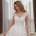 Venda quente Sheer Branco Longa Manga Lace Vestido De Casamento Nupcial